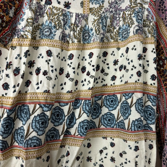 Altard State Popover Blouse Shirt Top Boho Floral Printed Tassel Tie Patchwork - Picture 8 of 10